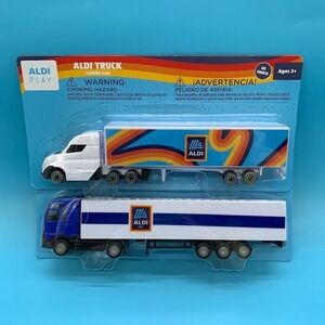 Aldi Play ALDI TRUCK Semi Truck Trailer Germany USA Design Lot of 2 SEALED NEW